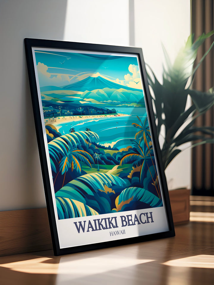 A breathtaking Pacific Ocean Canvas Art that captures the serenity and vastness of Hawaiis coastlines. This art print highlights the deep blues of the ocean and the tranquil horizon, making it a perfect fit for any beach or coastal decor.