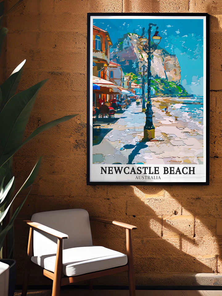 Bathers Way Art Print showcases the breathtaking views along Newcastles famous coastal walk. The artwork captures the essence of the pathway, from its rugged cliffs to its sweeping ocean vistas. This print is ideal for nature enthusiasts, offering a daily reminder of the beauty and adventure found along Bathers Way.