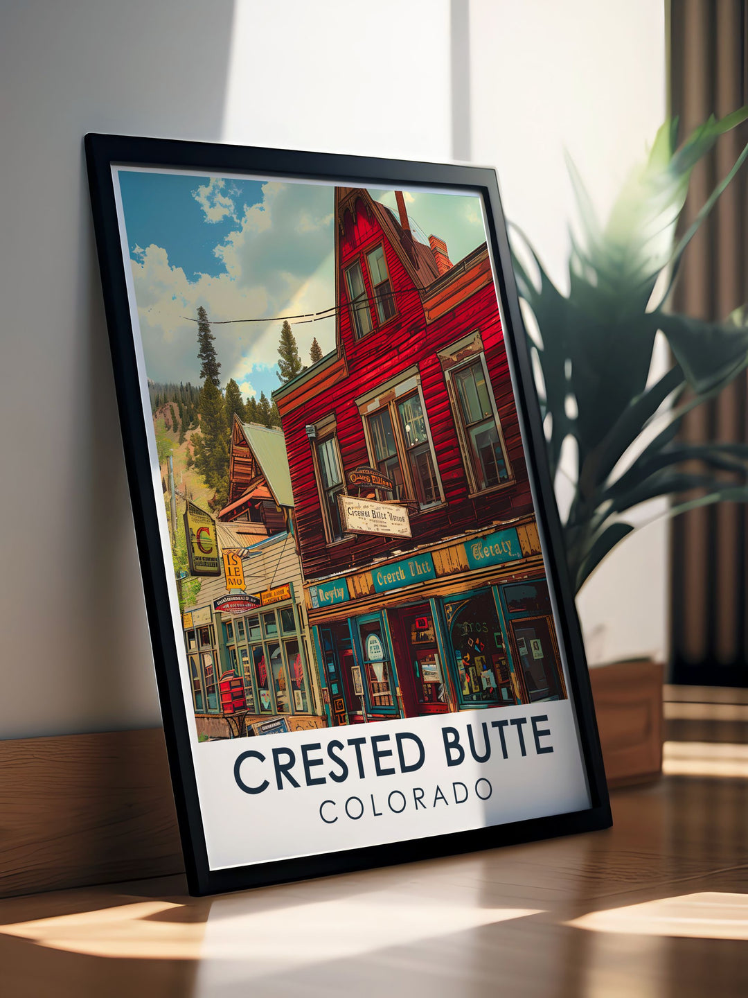 Crested Butte Mountain Resort artwork capturing the essence of the Colorado Rockies with detailed illustrations and vivid colors perfect for creating an inviting and inspiring atmosphere in your living space or as a unique gift for friends and family.