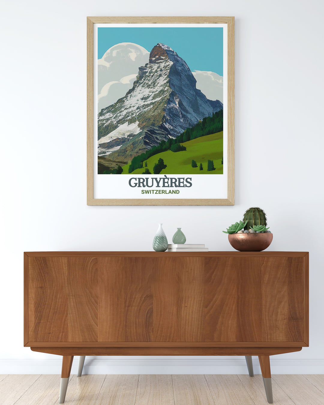 Moleson Peak wall art featuring a beautiful illustration of the majestic Swiss Alps. Perfect for home decor enthusiasts looking to add a touch of Switzerlands natural beauty to their living room or office.