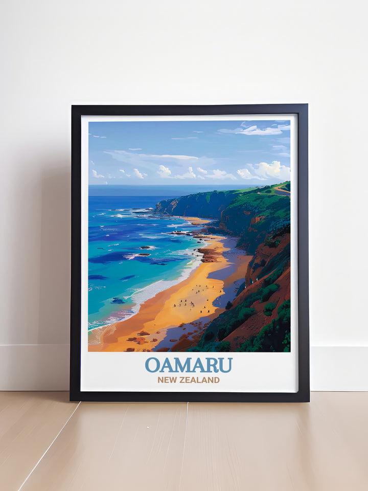 Bushy Beach Canvas Art showcasing the rugged beauty of Oamarus coastline, where nature and serenity converge. This canvas art piece is perfect for those who appreciate the natural wonders of New Zealand, bringing its coastal elegance into your home.