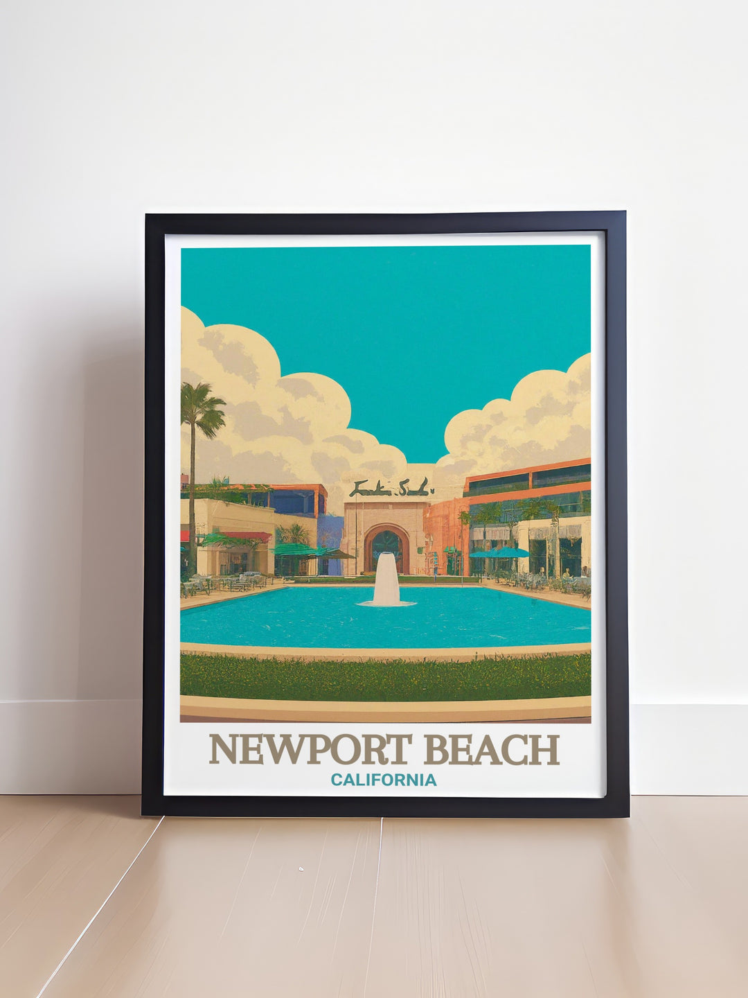 Stunning Fashion Island decor brings the beauty of Newport Beach to your home. This artwork adds a touch of coastal elegance and warmth to any space, making it a perfect addition to contemporary or traditional interiors. Celebrate Californias coastal charm.