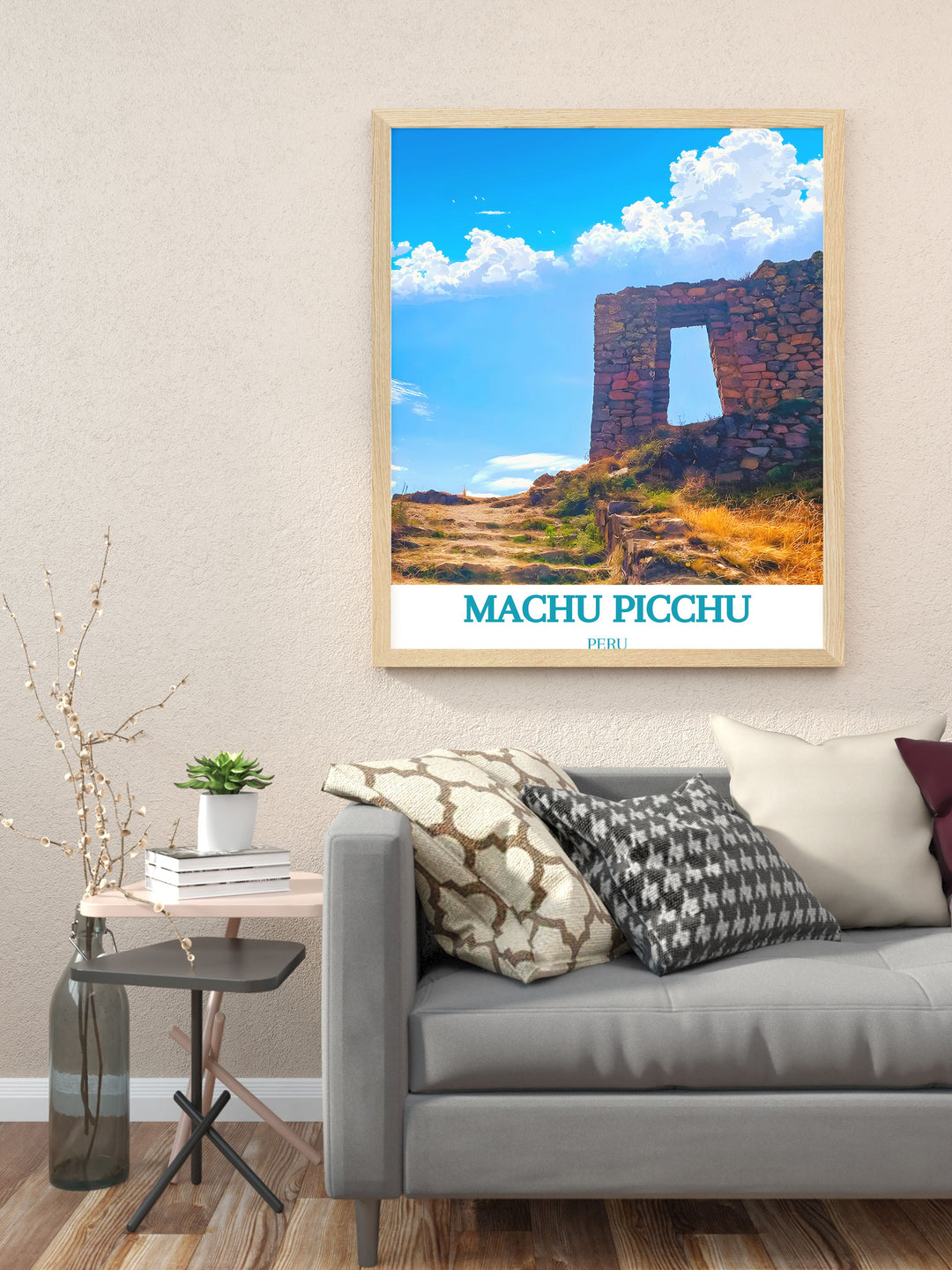 The Sun Gate Intipunku framed prints featuring Machu Picchu offer a perfect combination of modern art and cultural heritage. These stunning travel posters are ideal for adding a touch of Perus mystique to your home or office decor with a design that captures the essence of this ancient Incan site. A perfect gift for those who love travel and history.