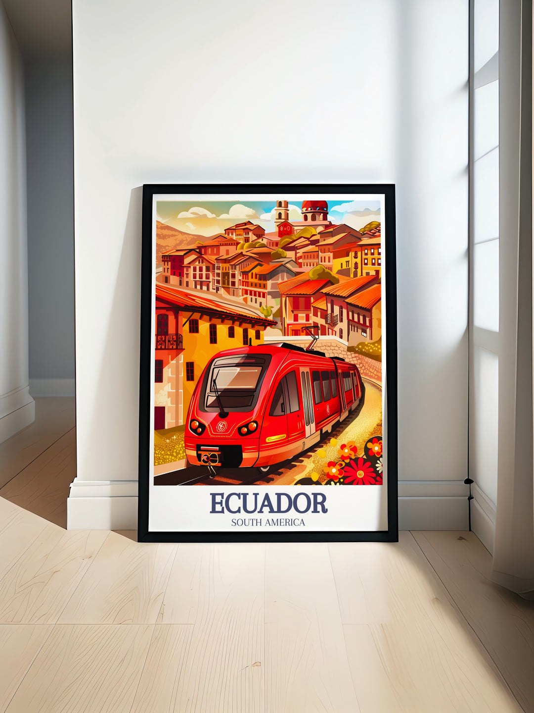 Bring Ecuadors beauty into your home with this Cuenca City Vintage Poster. Featuring the iconic Cuenca tram and the citys stunning architecture, this poster is ideal for travel enthusiasts or anyone looking to add a touch of South America to their living space.