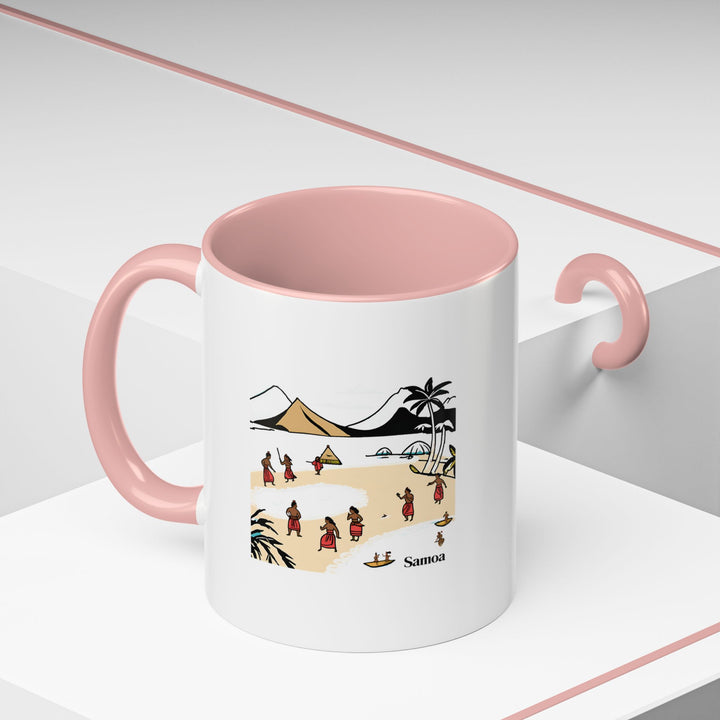 A premium Samoa mug showcasing the islands stunning beauty through intricate artwork. Made from durable ceramic, it's dishwasher and microwave safe, offering both elegance and practicality for daily enjoyment or gifting