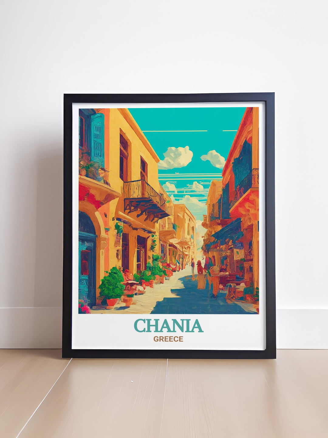 Enhance your home with this detailed art print of Chania, featuring the iconic Old Town and the islands stunning coastline. Ideal for anyone who appreciates the beauty and history of Greece.