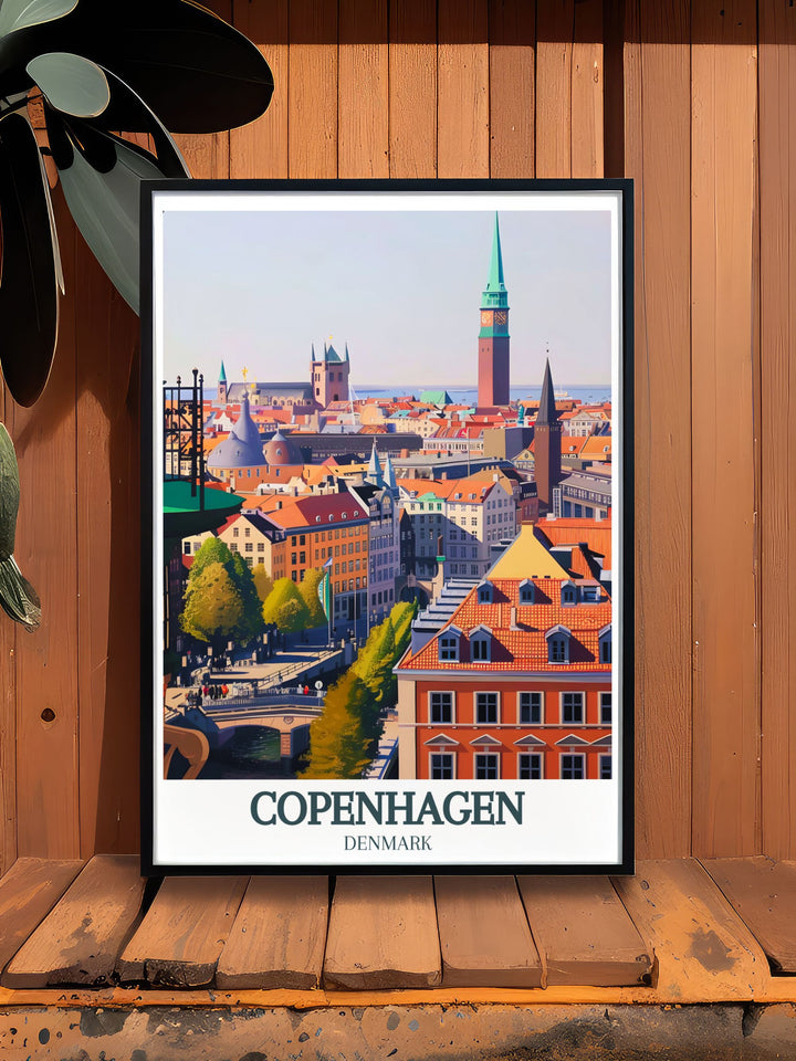 Bring the iconic views of The Round Tower view, Copenhagen city hall into your home with this beautiful Copenhagen photo. Perfect for adding a touch of European charm to your decor.