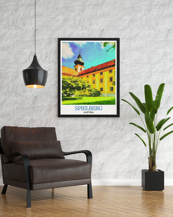 Vivid wall art of Seckau Abbey, Spielberg, Austria, offering a close up view of the abbeys intricate design and peaceful surroundings. This artwork is perfect for anyone looking to celebrate Austrias historic landmarks through beautiful home decor.