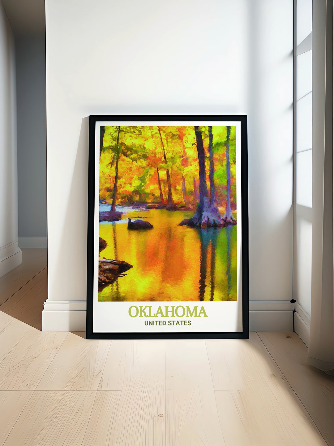 Oklahoma print featuring detailed city maps and the natural beauty of Beavers Bend State Park. Black and white art with matted designs. Perfect for adding elegance to any room or gifting for special occasions like birthdays anniversaries or Christmas.