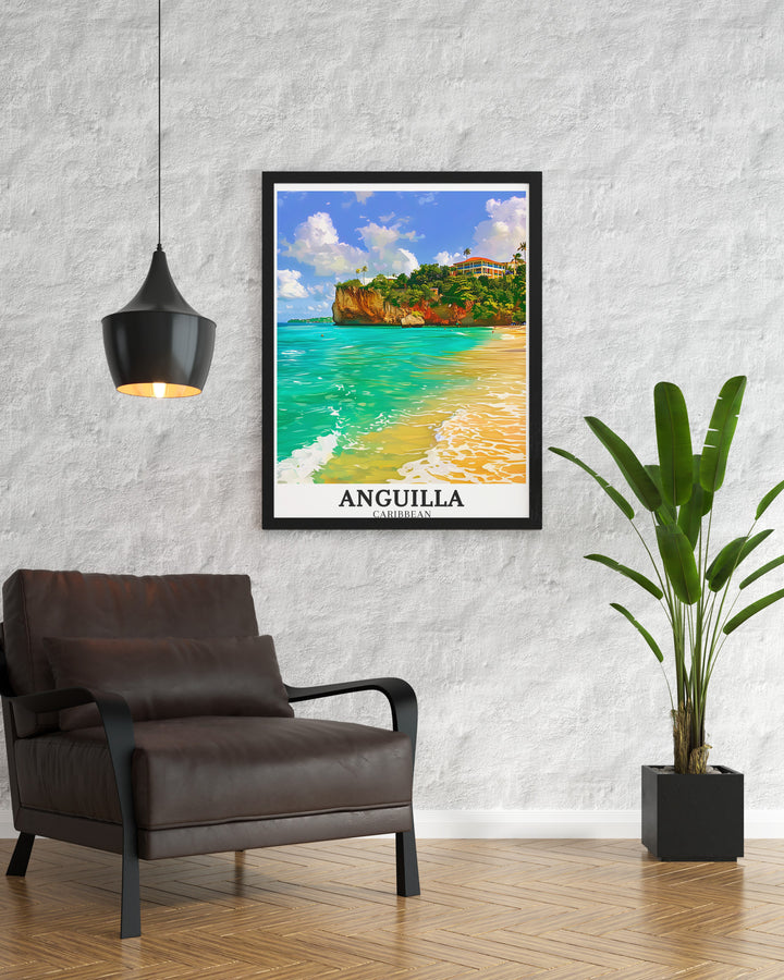 Meads Bay Meads Bay Beach Artwork is perfect for anyone looking to add the beauty of Anguilla to their home decor with its stunning depiction of the Caribbeans calm waters and sandy beaches creating a peaceful and inviting atmosphere in any room