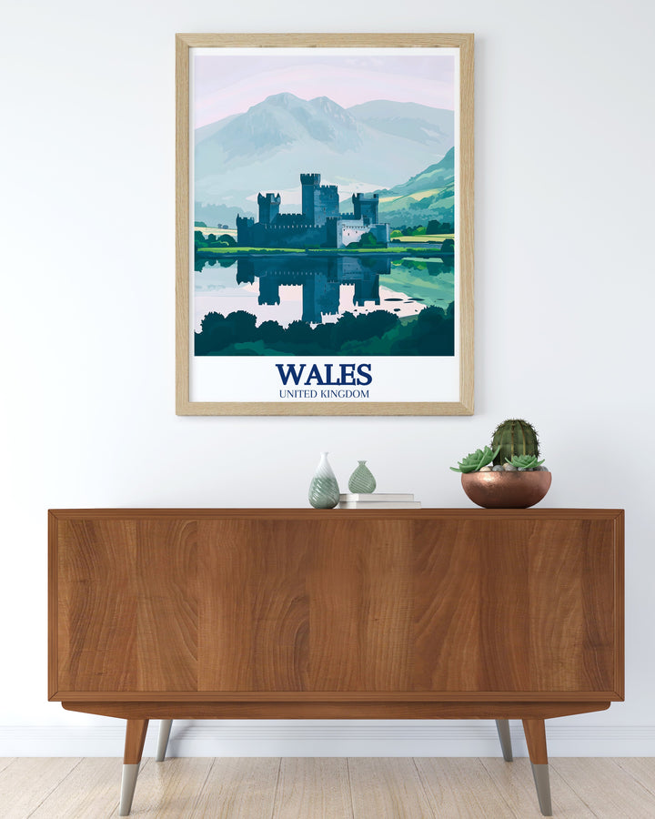 Elevate your living space with our Llansteffan Castle print and Caernarfon Castle Menai Strait stunning living room decor capturing the essence of Welsh heritage