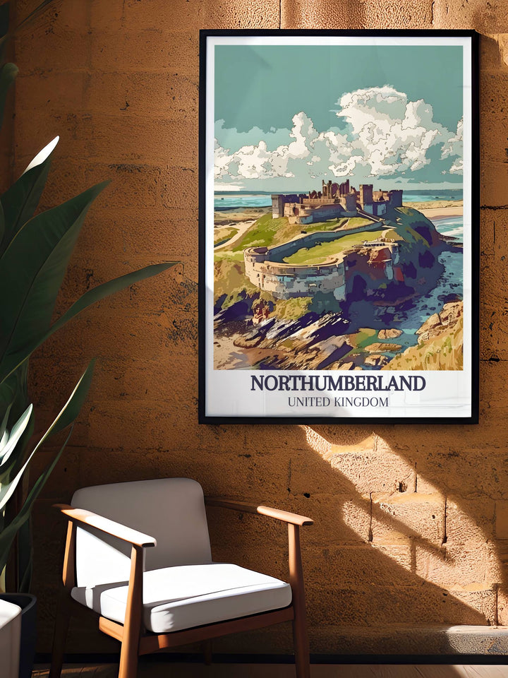 National Park Poster of Bamburgh Castle showcasing the beauty and heritage of this historical landmark ideal for enhancing your living space with a touch of sophistication and history