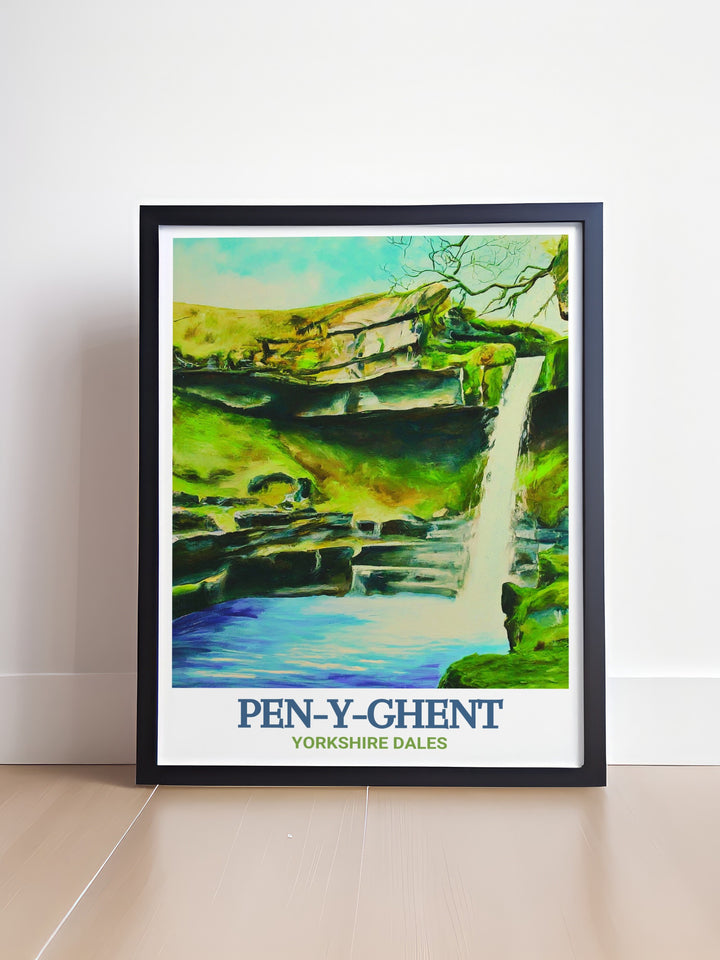 Pen Y Ghent wall art capturing the striking silhouette and rugged terrain of Pen Y Ghent in the Yorkshire Dales. This travel print brings the adventurous spirit of the Yorkshire Three Peaks into your home, perfect for nature enthusiasts and hikers.