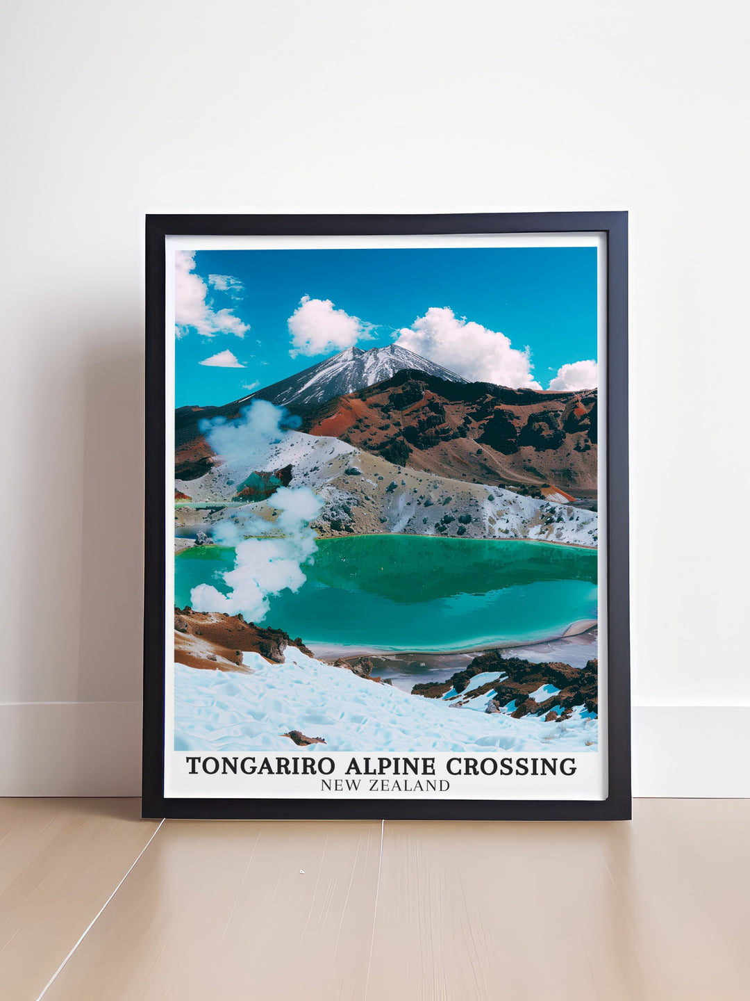 Tongariro National Park framed art captures the grandeur of New Zealands oldest national park, known for its breathtaking volcanic landscapes. This print is a must have for anyone who loves nature and outdoor adventures, offering a stunning visual tribute to this UNESCO World Heritage Site.