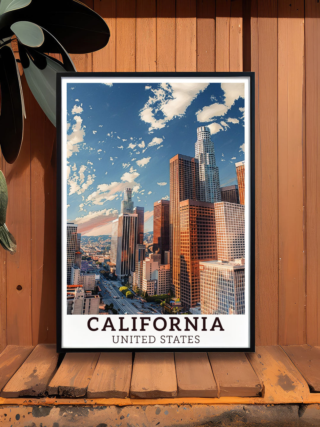 California travel poster print of Los Angeles a detailed and vibrant depiction of the citys famous landmarks perfect for enhancing your living space with a piece of Californias allure ideal for travel lovers and art enthusiasts