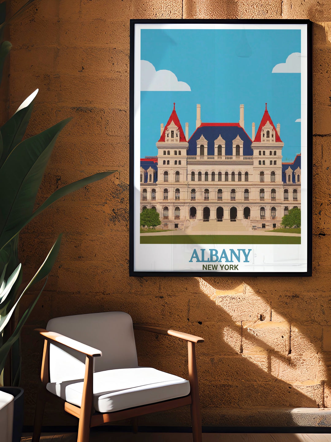 Elegant New York State Capitol wall art offering a sophisticated touch to your living space celebrating Albanys architectural marvels a great choice for New York State travel enthusiasts and lovers of Albany decor with timeless appeal.