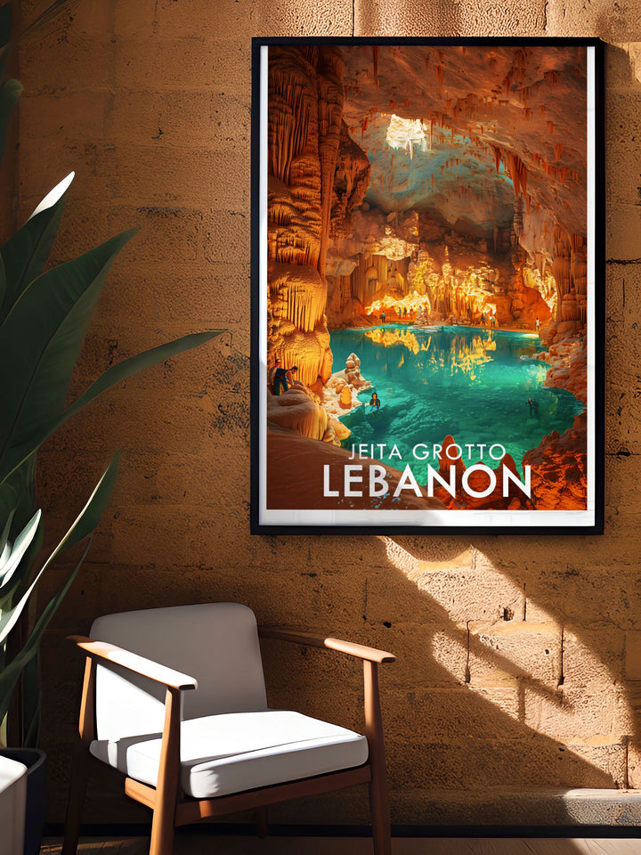 Lebanon Photography featuring stunning landscapes and vibrant culture of Beirut along with Jeita Grotto artwork depicting limestone formations and underground rivers perfect for birthday gifts and home decor
