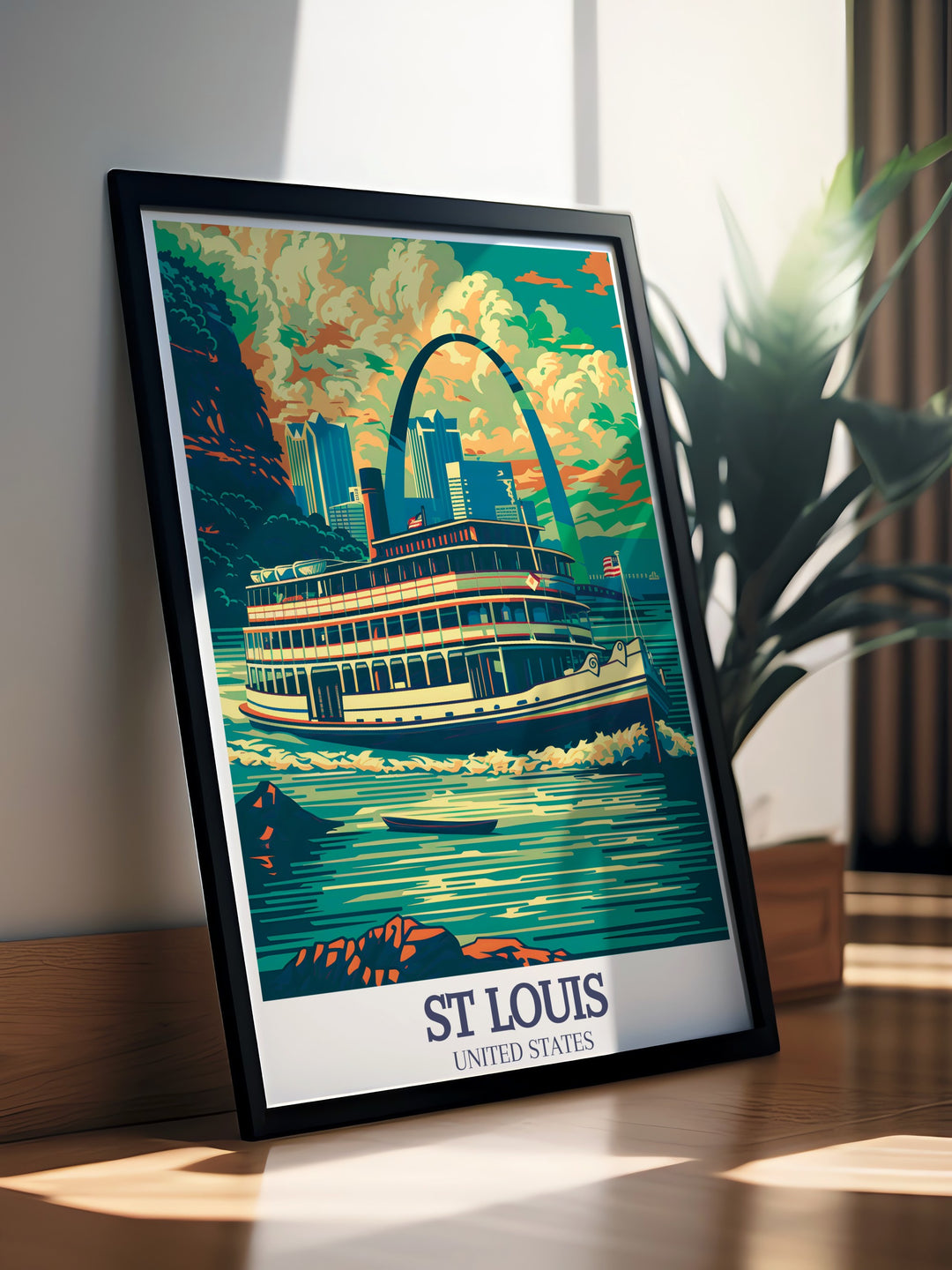 Stunning Mississippi River and Gateway Arch St Louis wall art capturing the rich cultural heritage and architectural beauty of Missouri framed print for stylish home decor unique gifts for travelers and locals who appreciate fine city artwork