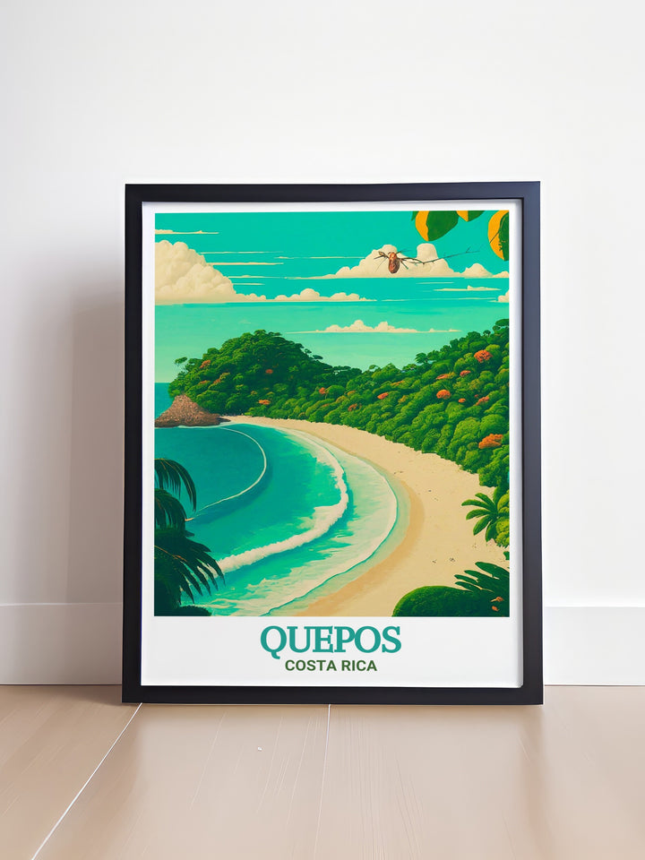 Manuel Antonio National Park, with its rich biodiversity and stunning coastal views, is the focus of this print. The artwork brings to life the parks vibrant ecosystems, making it a great addition to any nature lovers collection. Bring the beauty of Costa Ricas wilderness into your home with this detailed print.