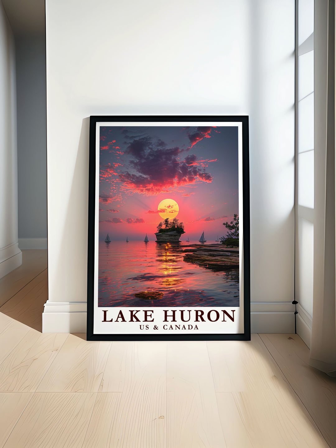 Experience the serene beauty of Lake Huron with this stunning poster. Perfect for enhancing any living space this digital download offers a captivating depiction of the lake making it an ideal choice for nature and art enthusiasts seeking tranquility and elegance