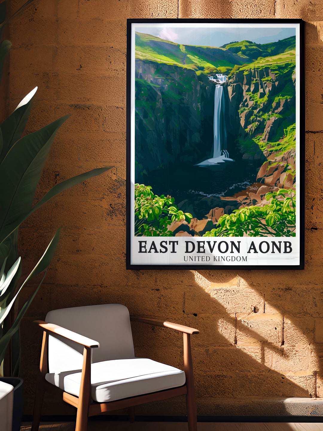 Exquisite Spekes Mill Mouth Waterfall Stunning Prints highlighting the impressive waterfall and lush greenery of Devon Heritage Coast ideal for adding a sophisticated and elegant touch to your living room or office