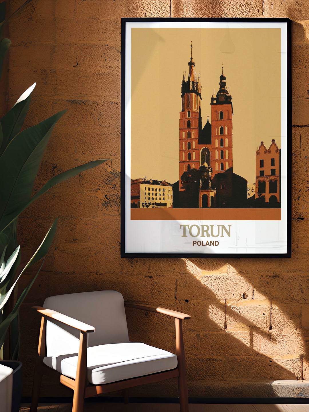 A stunning print of St. Marys Church in Torun, Poland, showcasing its Gothic architecture and historical significance. The artworks intricate details make it a perfect choice for adding a touch of Polish history to your home, whether as a decorative piece or a thoughtful gift.