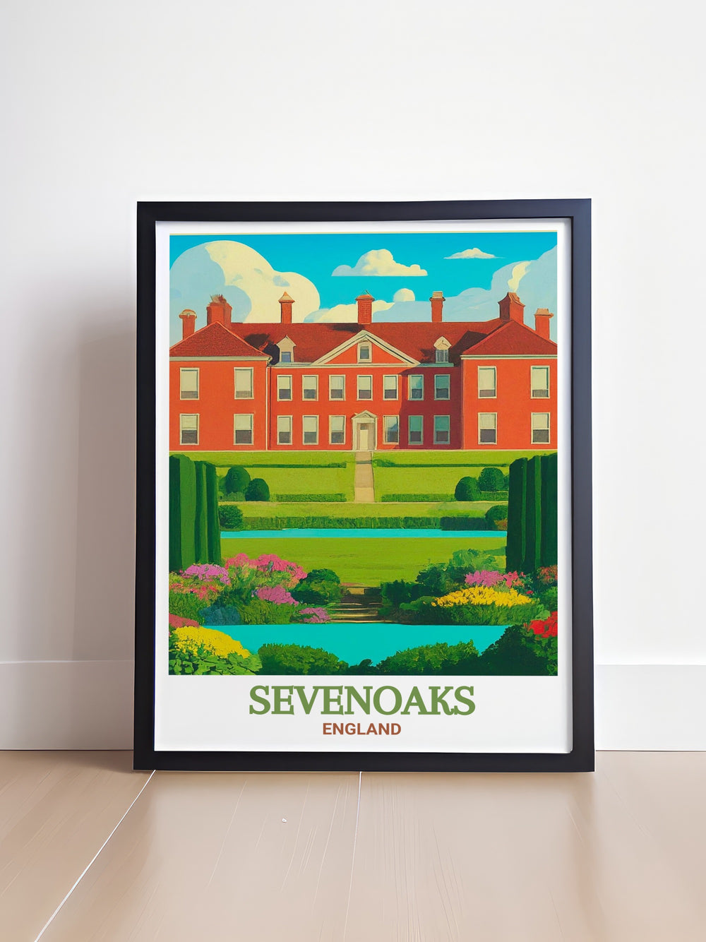 Travel print showcasing the iconic Chartwell estate in Sevenoaks, England, perfect for adding a touch of English history and elegance to your home decor.