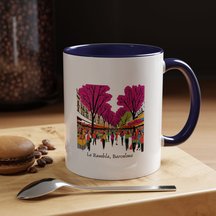 A beautifully crafted Ra Lambla Barcelona mug featuring intricate artwork of Ra Lambla’s iconic architecture and scenic streets. Made from durable ceramic, this mug is dishwasher and microwave safe, perfect for coffee and tea lovers who appreciate urban elegance.