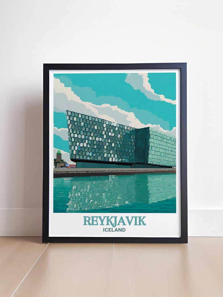 Icelandic wall art showcasing the diverse beauty of Icelands landscapes, from Reykjaviks modern cityscape to the natural wonders that surround it. This framed art piece is ideal for those who appreciate the raw and untouched beauty of Iceland.