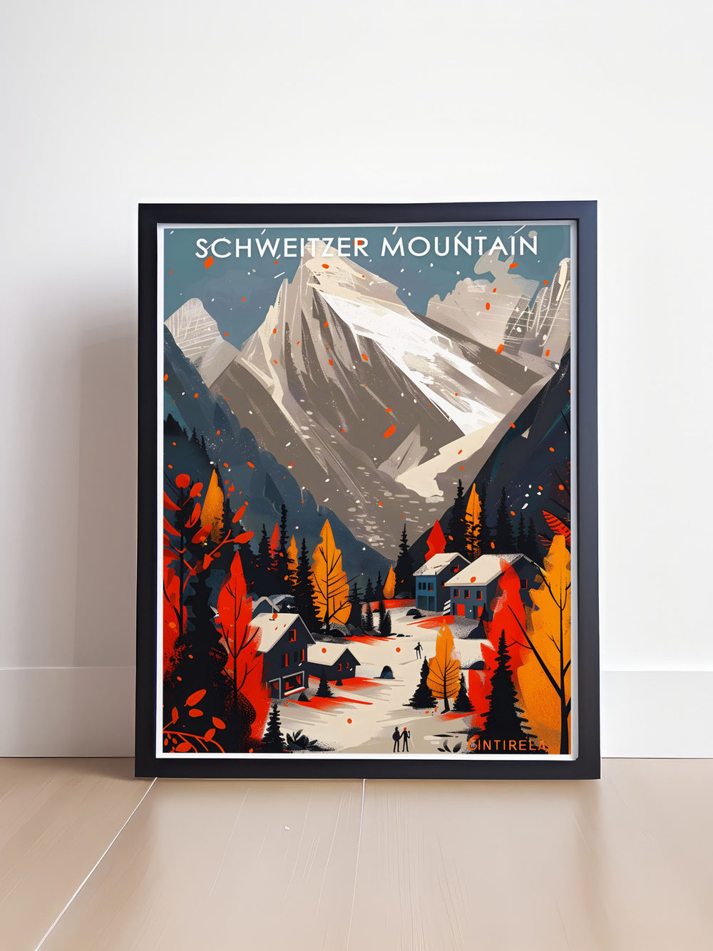 Capture the heart of Idahos winter wonderland with this Schweitzer Mountain Travel Print. Featuring the impressive snow covered slopes and the welcoming village below, this artwork perfectly encapsulates the spirit of adventure and relaxation found at Schweitzer Mountain.