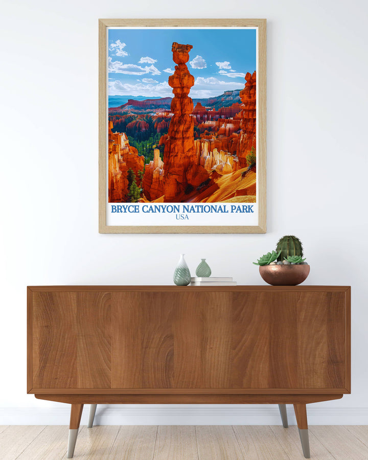 Bryce Canyon art capturing the striking presence of Thors Hammer. Enhance your living space with this breathtaking piece. Ideal for those who appreciate national park prints and the beauty of nature.