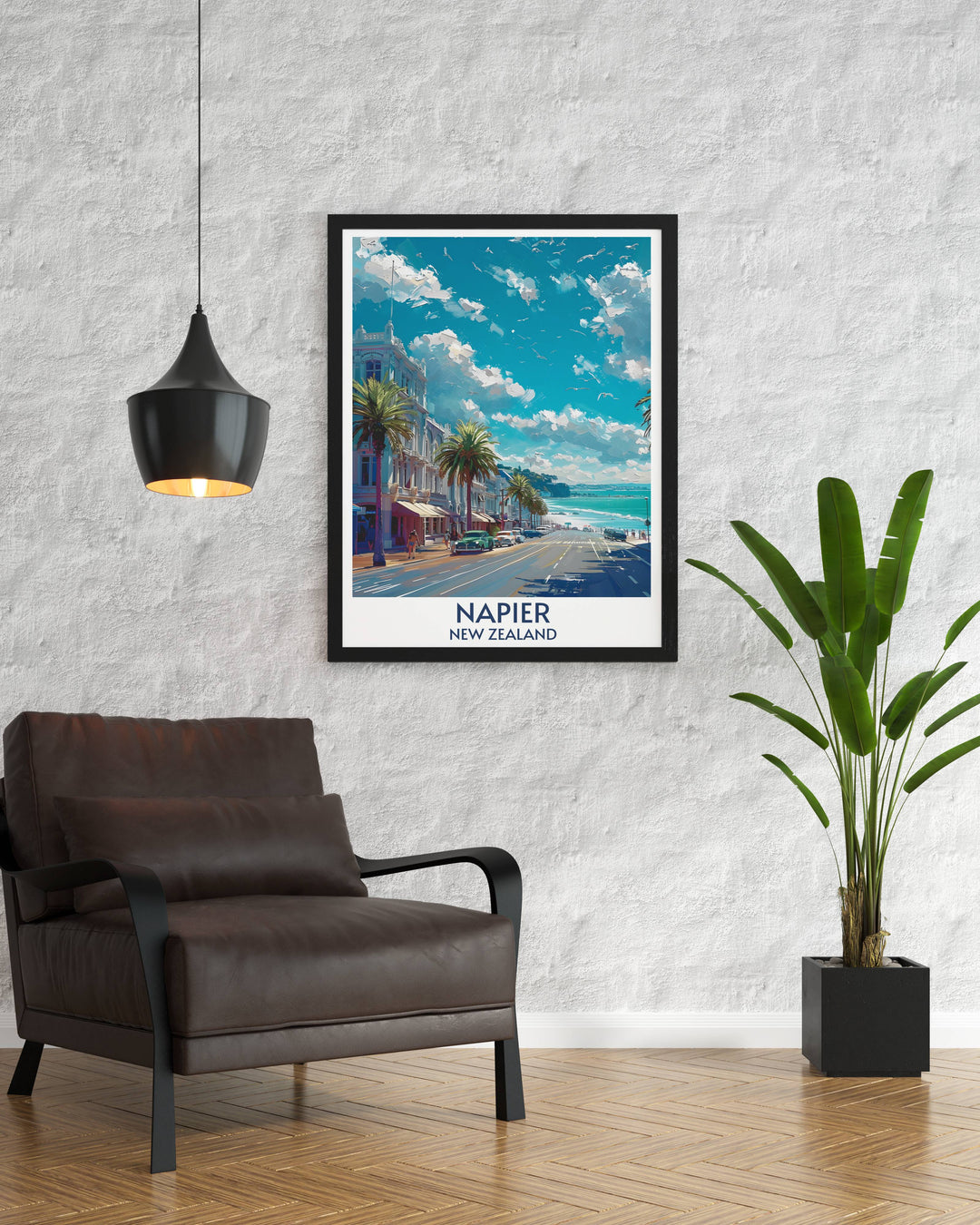 Modern Marine Parade Decor featuring detailed depictions of Napiers seafront ideal for stylish wall art and unique gifts for loved ones