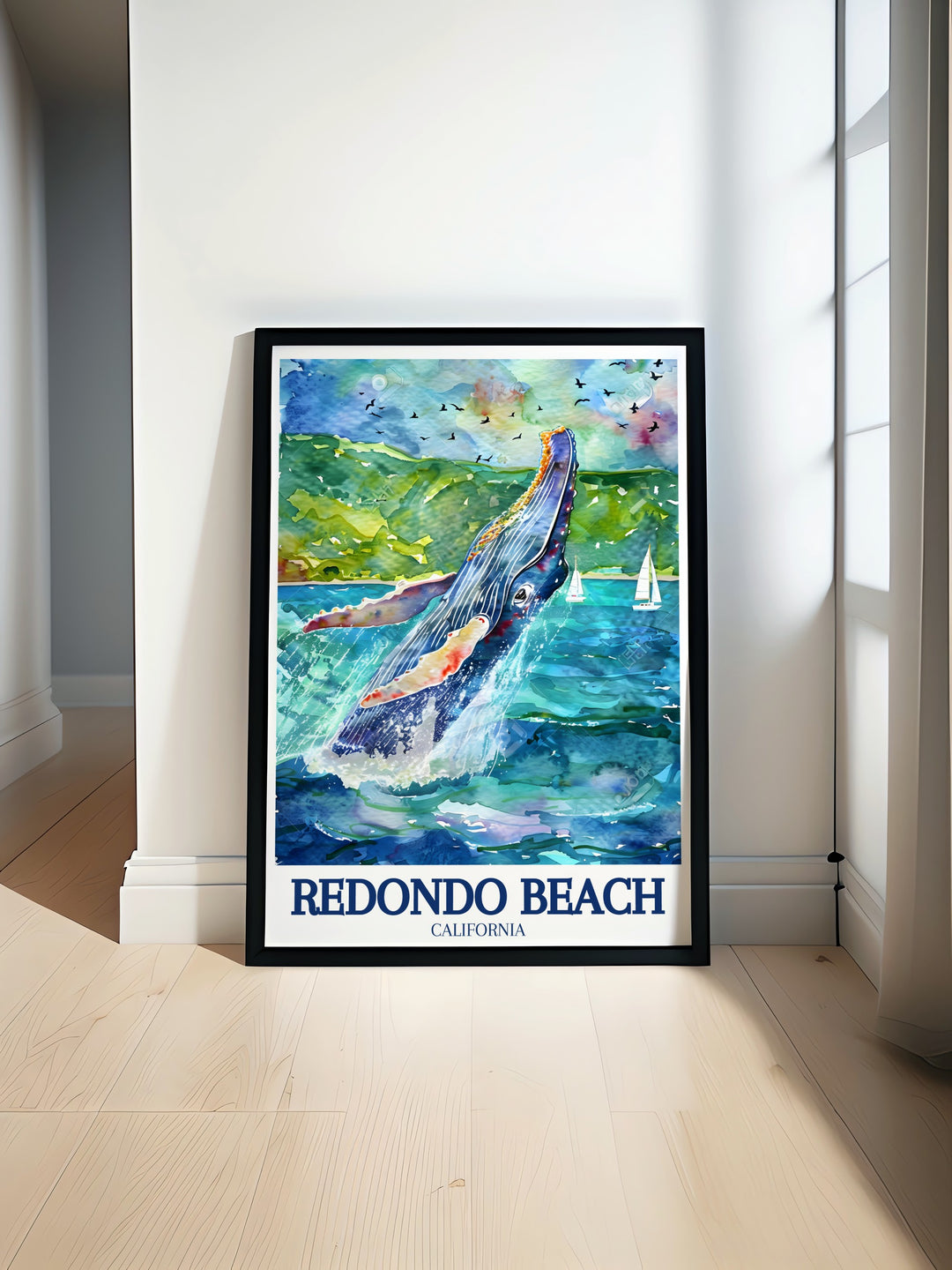 Southern California canvas art highlighting the vibrant energy and stunning landscapes of the region, from Redondo Beach to the thrilling whale watching experiences. This travel poster is a perfect addition to any space, bringing the sunshine and adventure of California into your home.