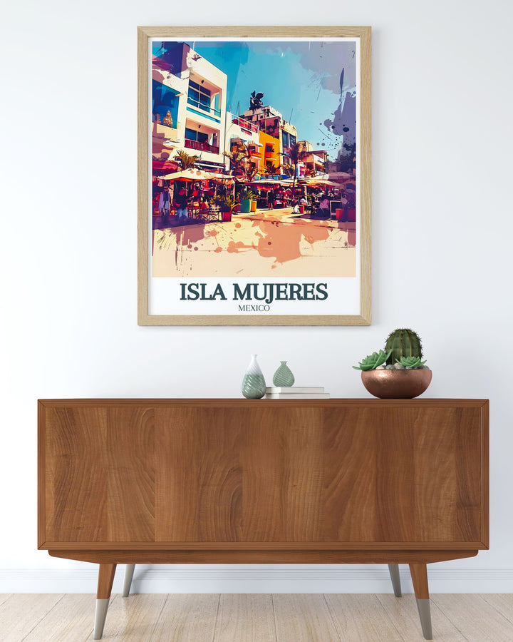 Sophisticated Isla Mujeres artwork showcasing Centro, Avenida Miguel Hidalgo a versatile and stylish print that complements both traditional and contemporary home decor.