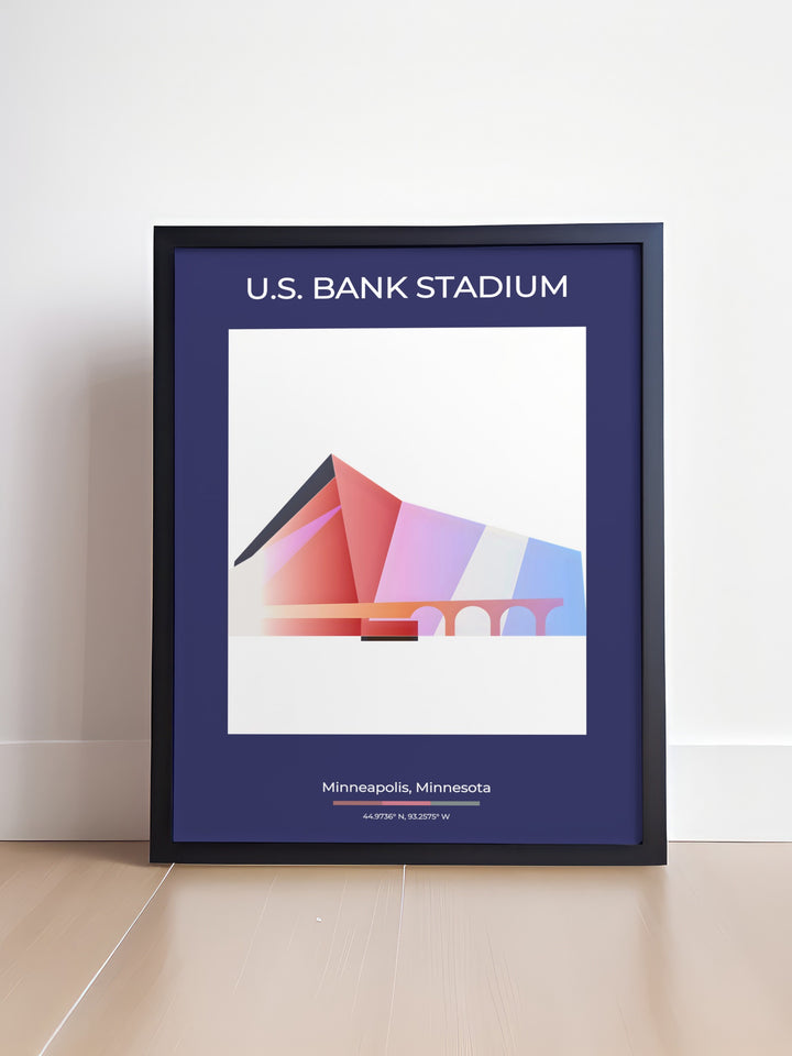 Printable Minnesota poster showcasing US Bank Stadium designed for boy bedroom and games room decor perfect for young sports enthusiasts