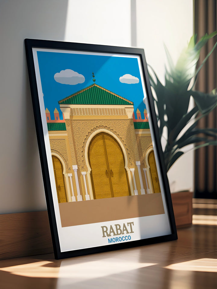 Digital Download of Rabat City Map featuring the Royal Palace a versatile and stylish art print perfect for personalized gifts anniversary gifts birthday gifts and Christmas gifts ideal for anyone who appreciates Moroccan culture and architecture