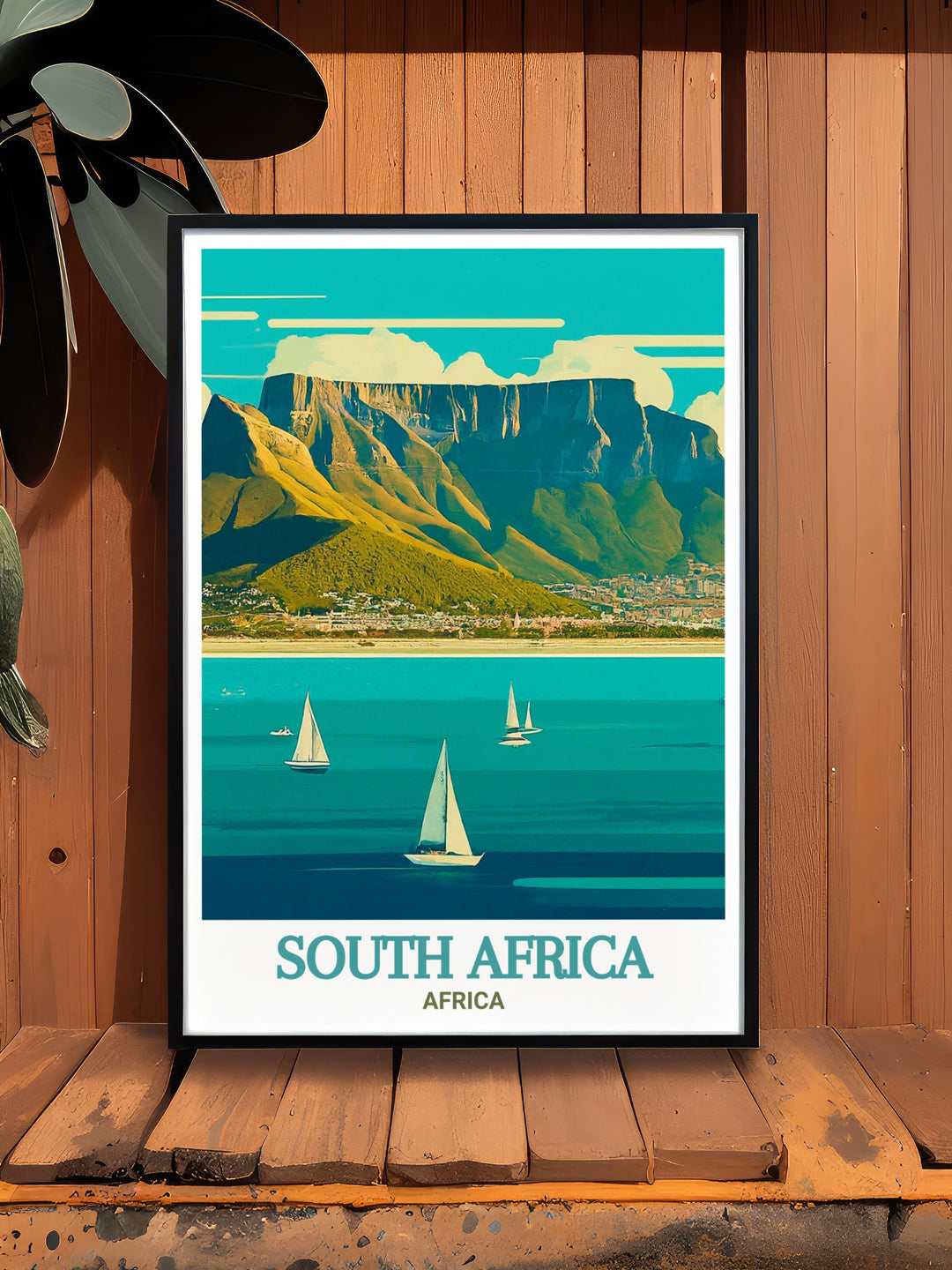 Lions Head travel poster depicting the striking profile and panoramic views of Cape Town. This print celebrates the unique geography and stunning vistas, making it a perfect addition to your collection of scenic South African landscapes.