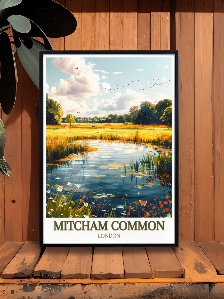 Mitcham common pond modern art prints are perfect for adding a touch of sophistication to your living space featuring the serene beauty of this South London landmark these prints are ideal for creating a tranquil and stylish ambiance in your home