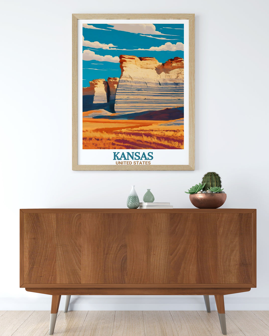 Monument Rocks Travel Print captures one of Kansass most unique natural formations in a minimalist yet stunning way. This black and white canvas art piece brings the beauty of Monument Rocks into your home, perfect for those who admire the vast landscapes of the American Midwest. A great gift for nature lovers.