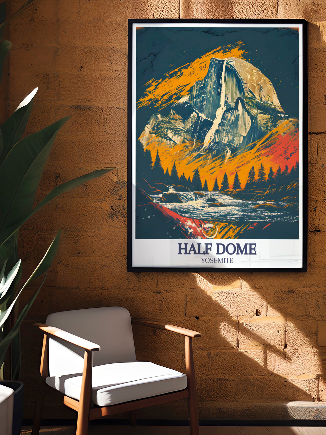 This Yosemite Falls poster print beautifully captures one of Yosemite National Parks most iconic views, combining the majesty of Half Dome with the power of Yosemite Falls. A perfect addition to any room, it brings a touch of nature into your home.