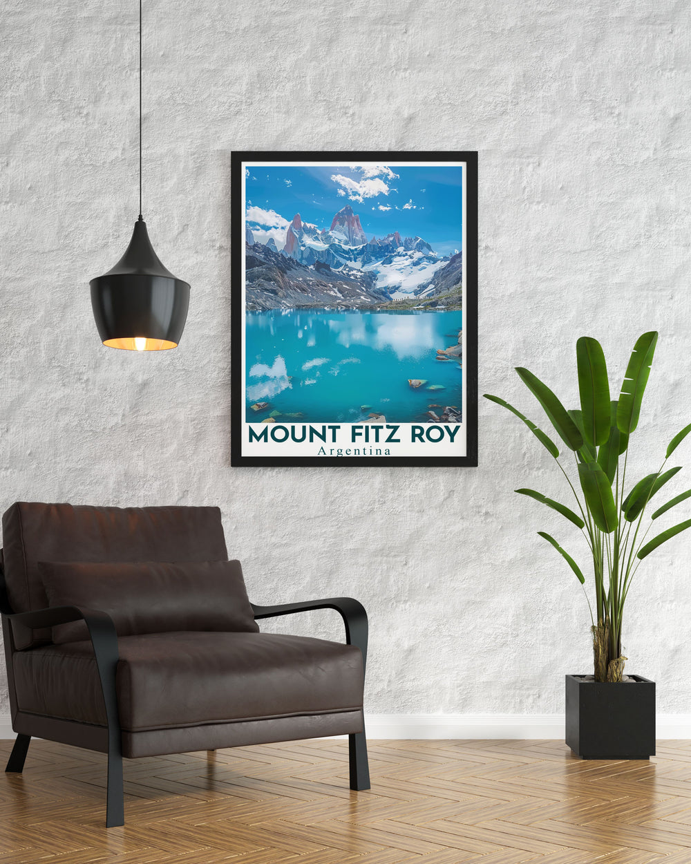 Elegant Mt Fitz Roy Print with Laguna de los Tres capturing the rugged elegance of Patagonia ideal for housewarming gifts and sophisticated wall decor vibrant artwork that transforms any room into a haven of beauty and tranquility