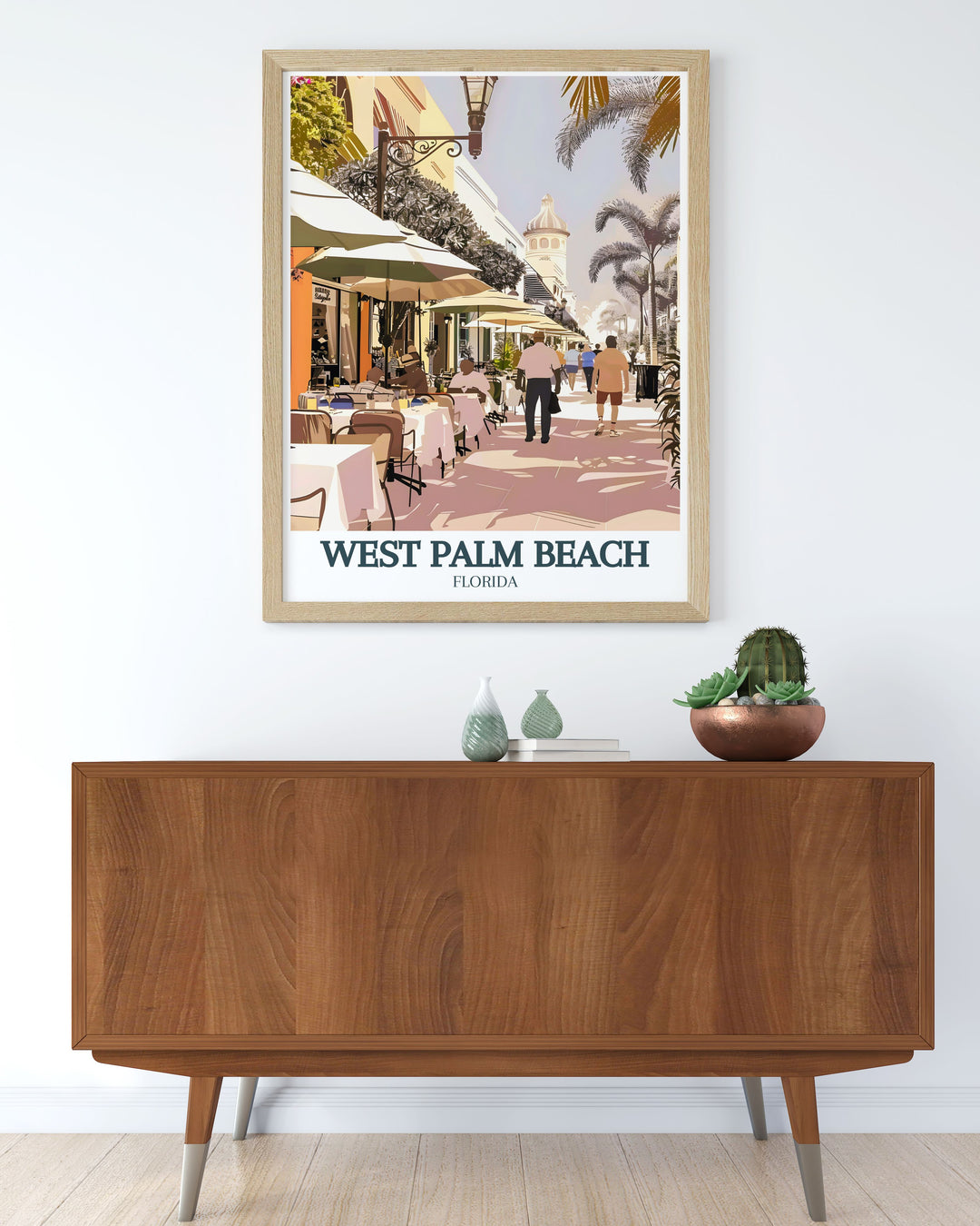 Palm Beach artwork featuring a stunning view of Downtown Worth Avenue a stylish addition to any room this Florida art poster brings the essence of the sunny state and its upscale shopping district with a blend of sophistication and relaxation