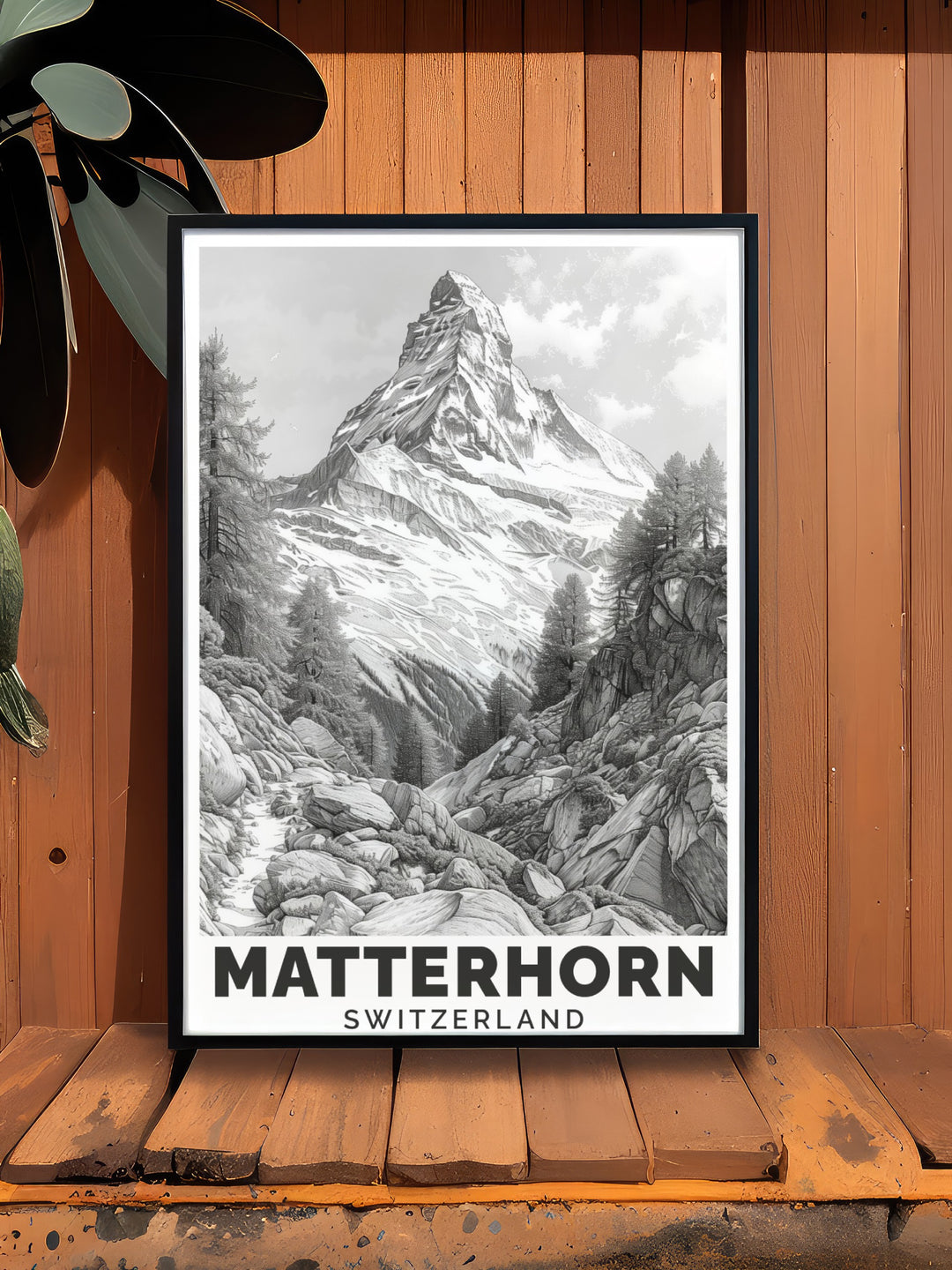 Mountain Modern Print of the Matterhorn capturing the beauty of the Swiss Alps ideal for ski resort enthusiasts and elegant home decor