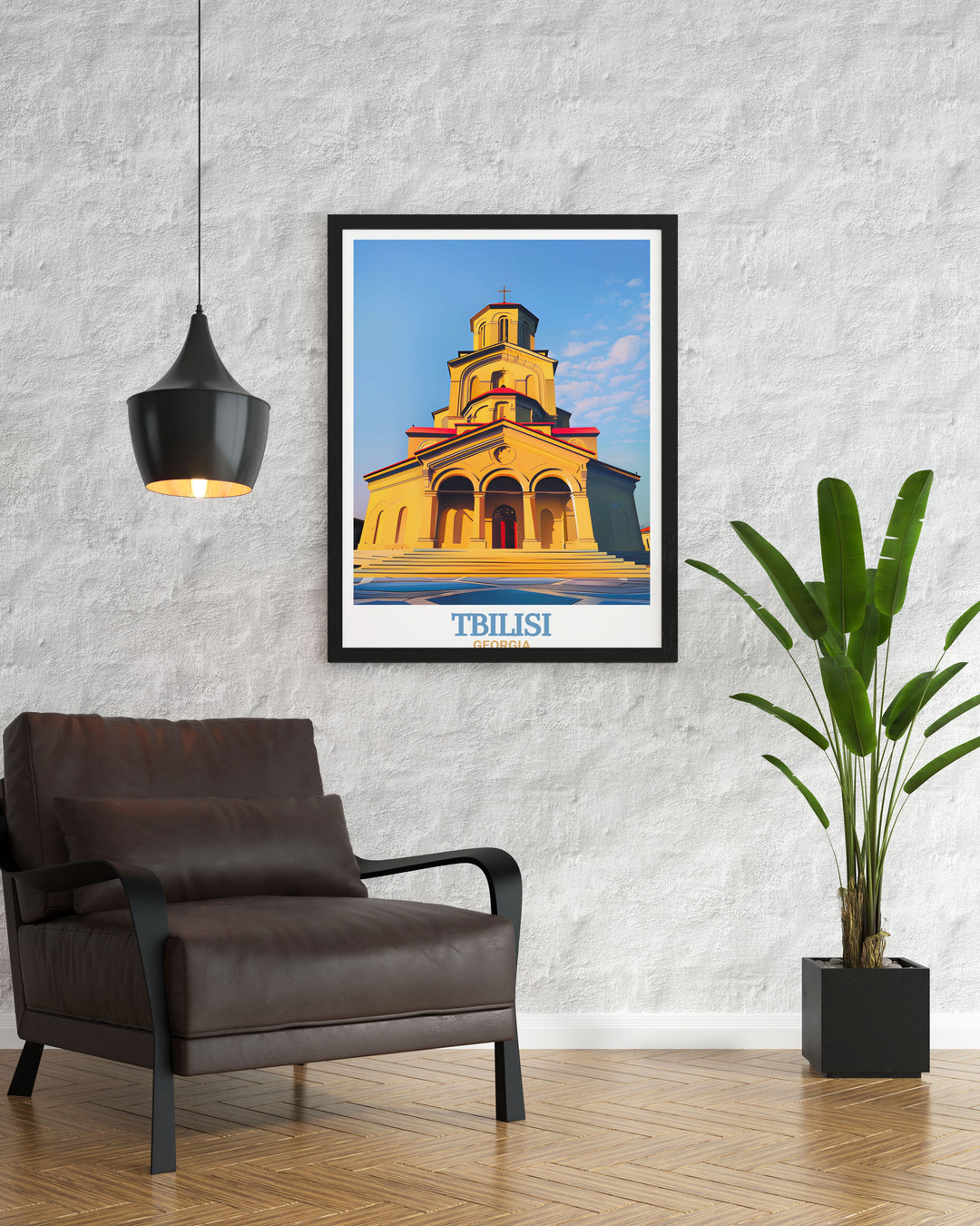 Holy Trinity Cathedral stands at the heart of this Tbilisi City Map print offering a modern yet vintage inspired wall art piece. This stunning travel print is a beautiful gift idea for anyone who loves architecture history or travel.