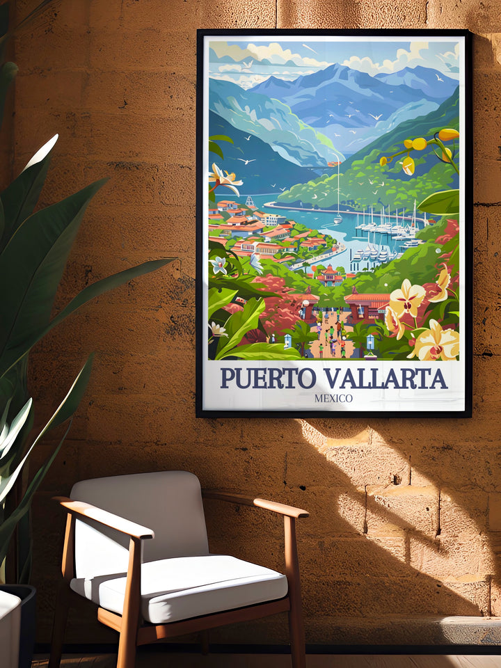 Puebla City Map showcasing detailed cartography and colorful urban landscapes includes Vallarta Botanical Gardens Puerto Vallarta Marina modern art ideal for travel enthusiasts