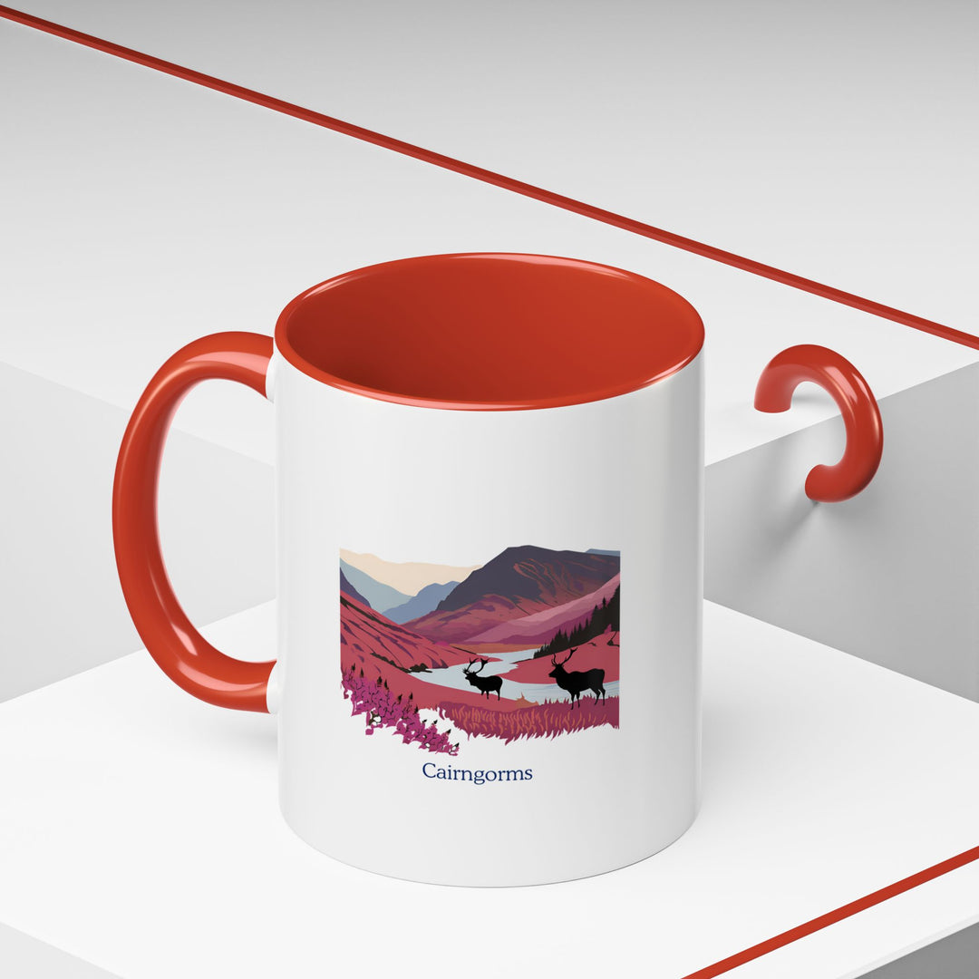 A premium-quality Cairngorms Scotland Mug showcasing bold and intricate designs reflecting the natural beauty of the Cairngorms. Dishwasher and microwave safe, this ceramic mug is perfect for daily use or as a meaningful gift for Scotland fans and travelers.