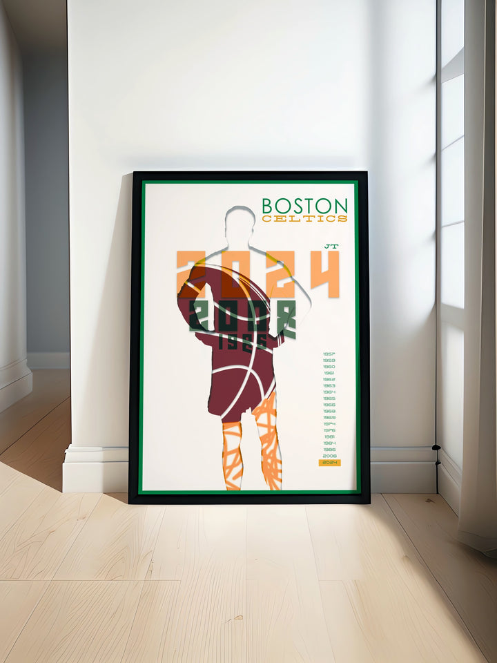 Travel poster featuring Boston Celtics legends Jaylen Brown and Marcus Smart perfect for fans looking to enhance their space with vibrant Celtics art ideal for dorm room decor and unique gifts for boys and dad