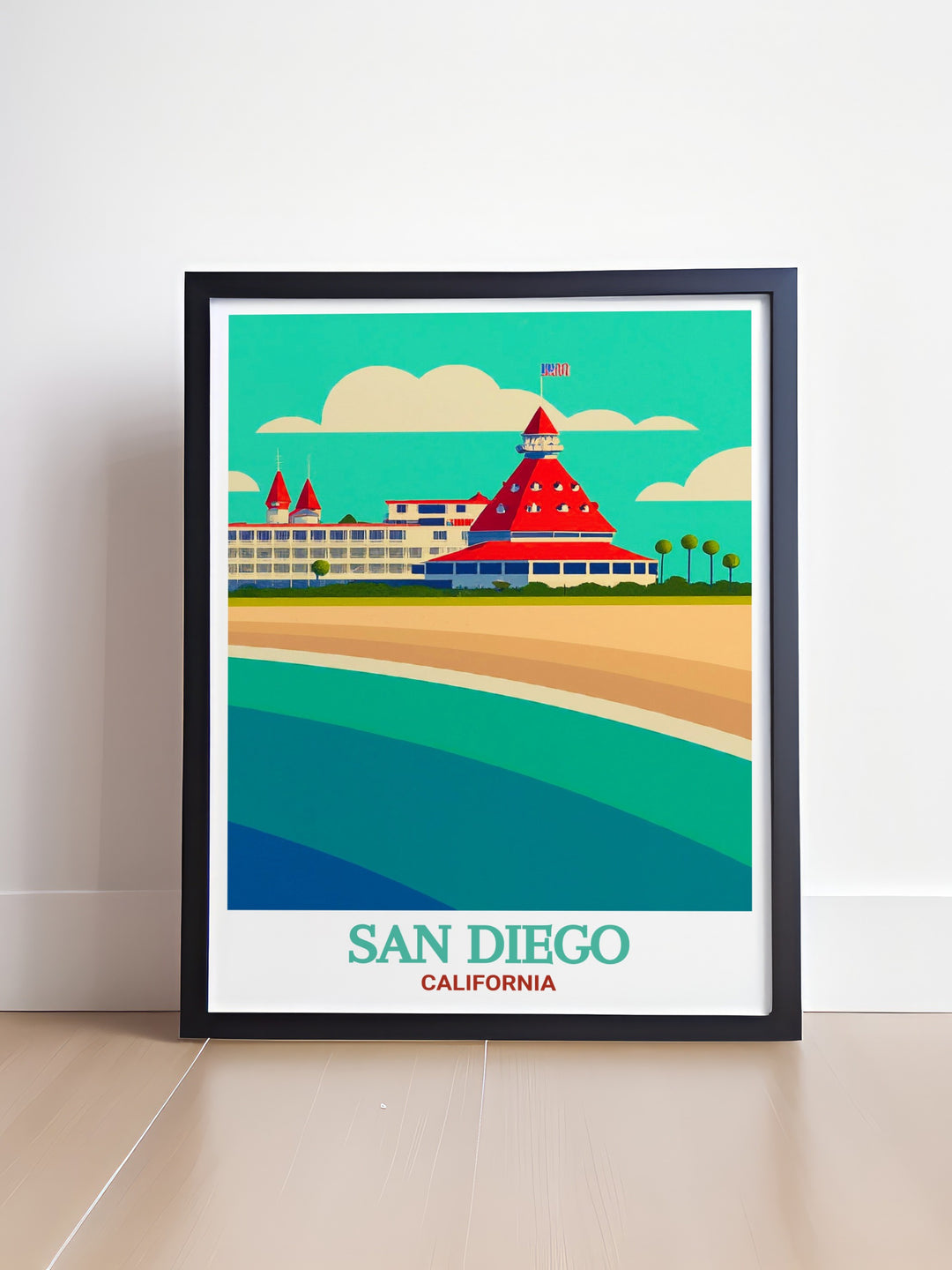 High quality travel print showcasing San Diegos urban elegance and Coronado Islands timeless beauty. Ideal for anyone who loves Californias blend of city life and tranquil coastal escapes.