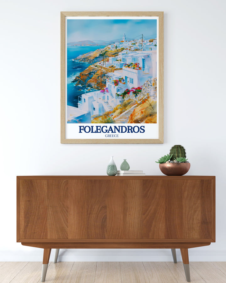 Aegean Sea wall decor that captures the essence of Folegandros with its breathtaking views and serene landscapes. This artwork is perfect for anyone looking to bring a piece of the Greek islands into their home.