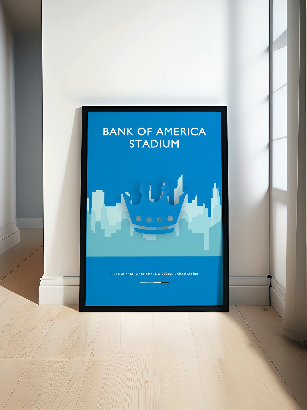 Modern Sports Art showcasing the Carolina Panthers and Bank of America Stadium perfect for adding a touch of elegance to any bedroom or office decor